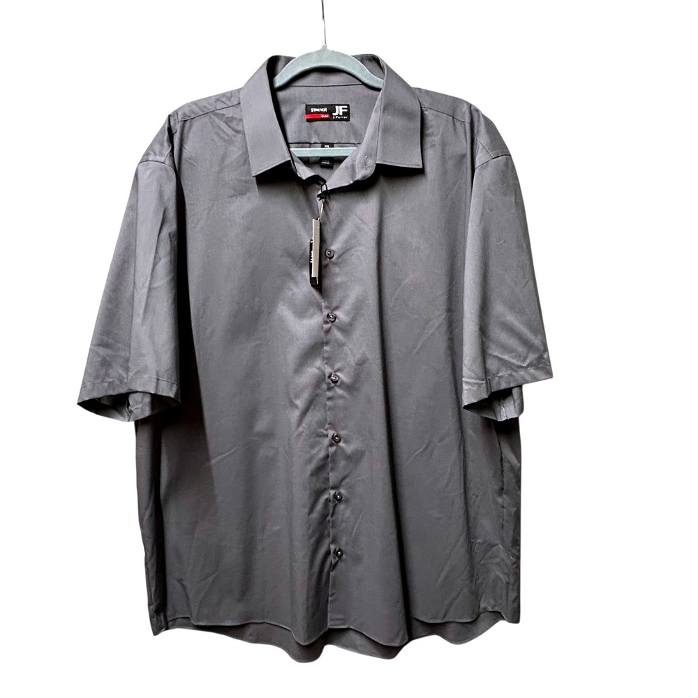 J. Ferrar Men's XXL‎ Castle Rock Slim Stretch Short Sleeve Dress Shirt Gray 18